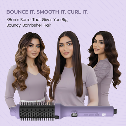 Tash Hair 3-in-1 Heated Round Brush | Volumiser Brush + Curling Tong + Straightener- All In One Tool (Va-Va-Volume)
