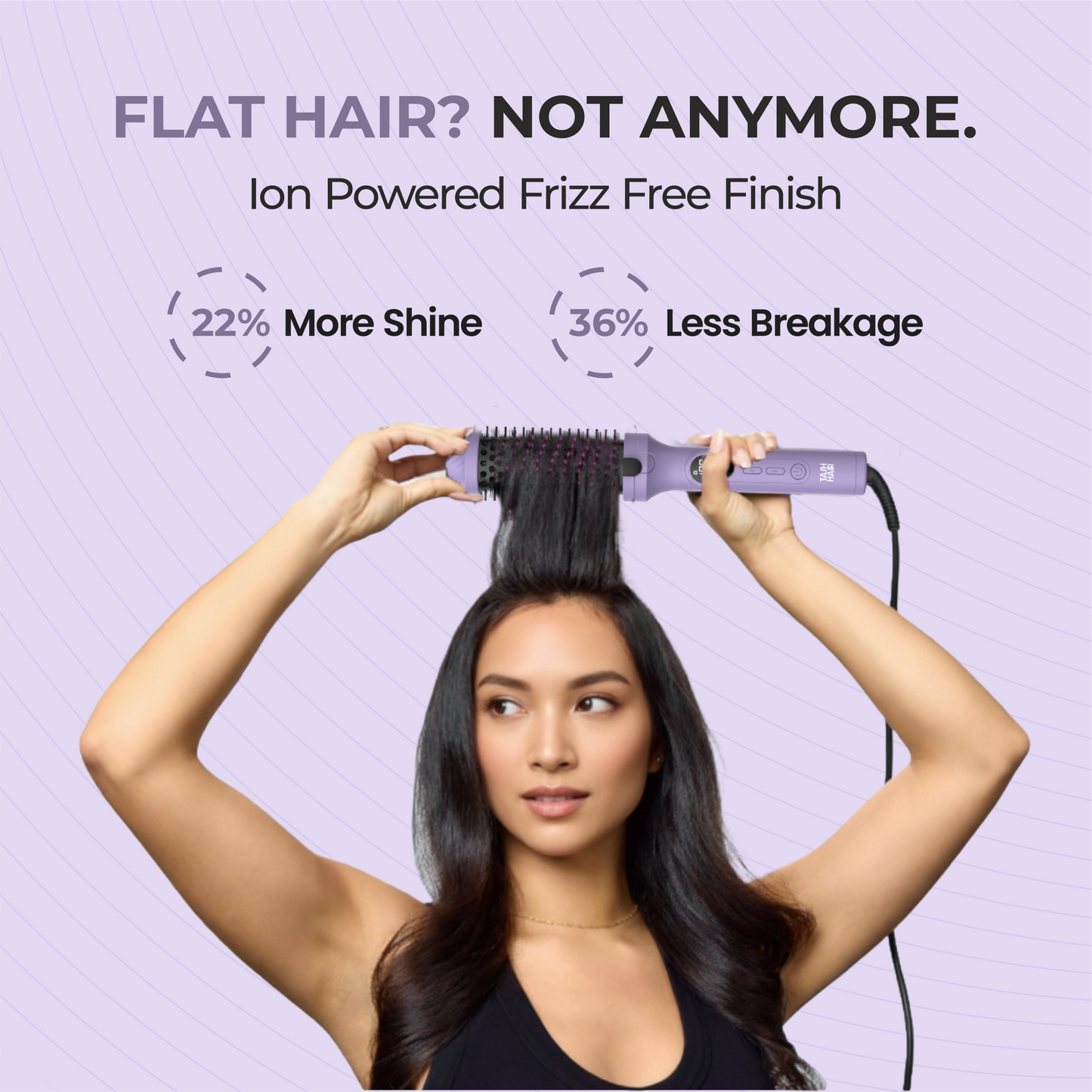 Tash Hair 3-in-1 Heated Round Brush | Volumiser Brush + Curling Tong + Straightener- All In One Tool (Va-Va-Volume)