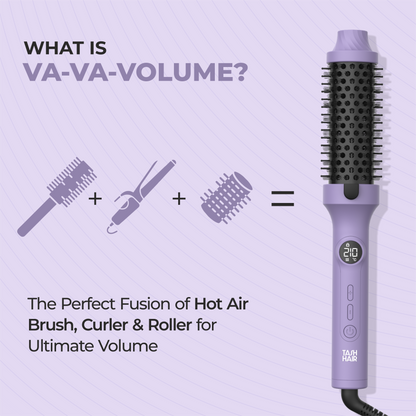 Tash Hair 3-in-1 Heated Round Brush | Volumiser Brush + Curling Tong + Straightener- All In One Tool (Va-Va-Volume)