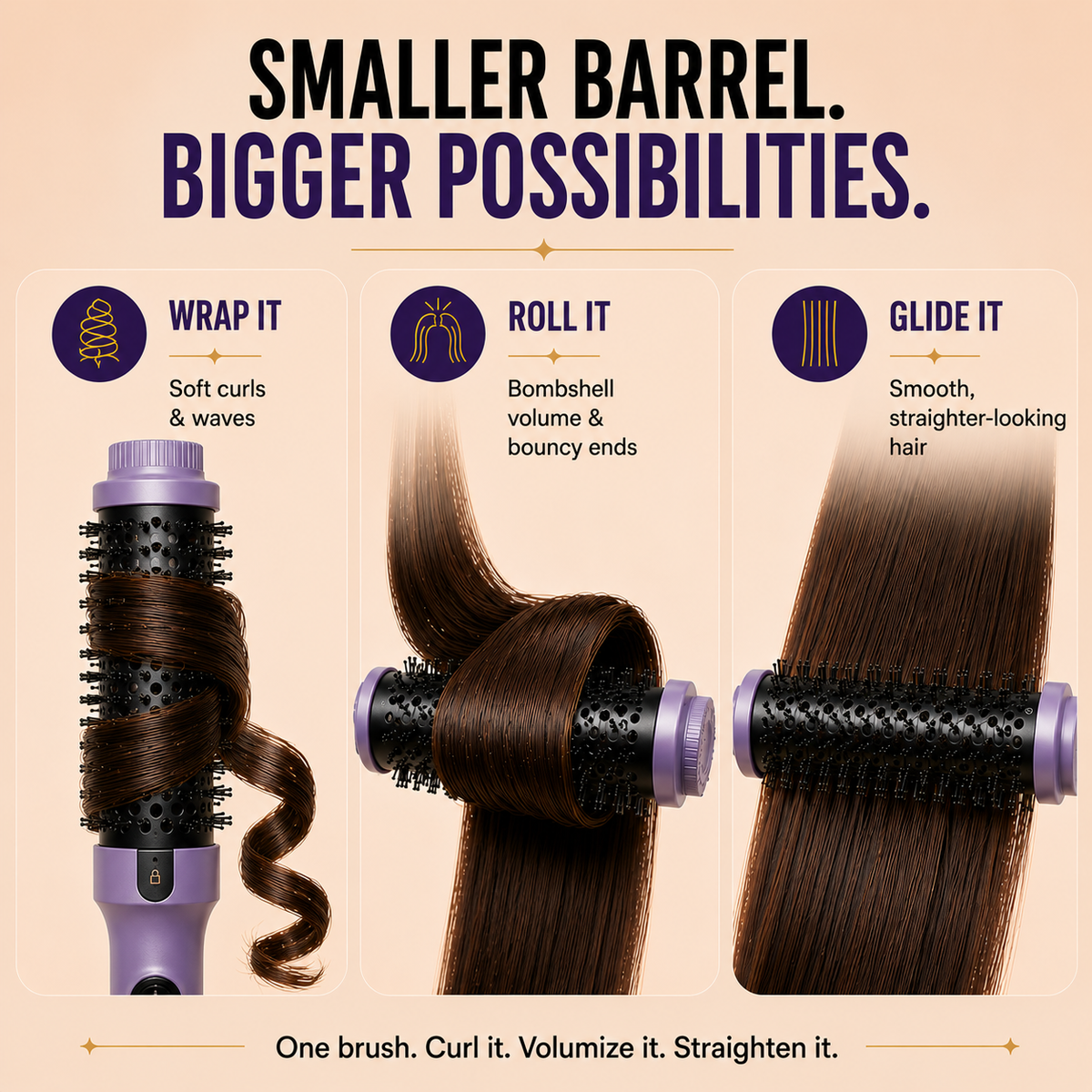 Tash Hair 3-in-1 Heated Round Brush- All In One Tool (Va-Va-Volume)