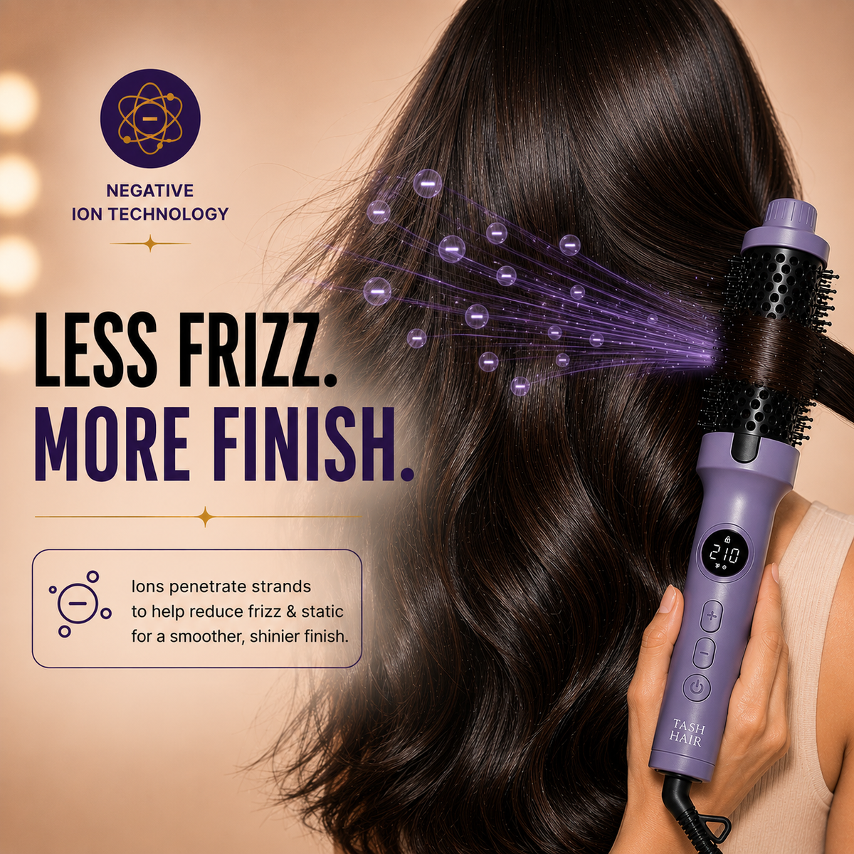 Tash Hair 3-in-1 Heated Round Brush- All In One Tool (Va-Va-Volume)